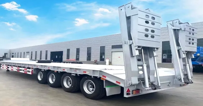 remorque de camion semi-camion Lowboy à colonne